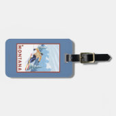 モンタナ- Downhhillの雪のスキーヤー ラゲッジタグ (正面横)