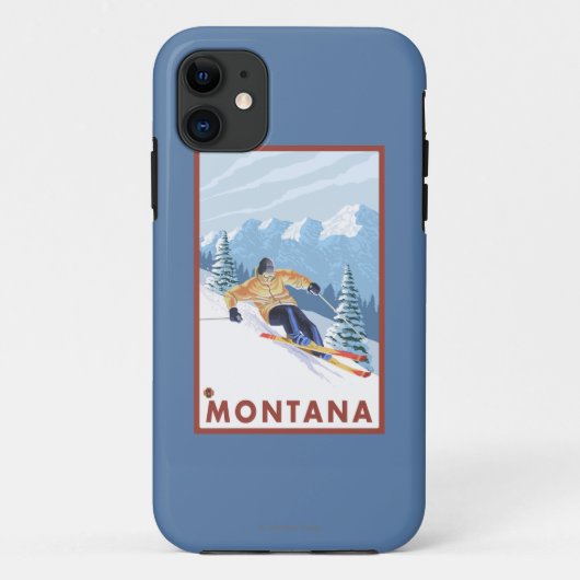 モンタナ- Downhhillの雪のスキーヤー Case-Mate iPhoneケース (裏面)