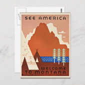 モンタナ、seeアメリカ、ヴィンテージ旅行イラストレーション ポストカード (正面/裏面)