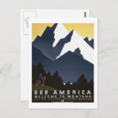 モンタナ「See America」ヴィンテージ旅行ポスター ポストカード (正面/裏面)
