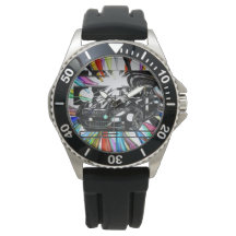 モンタージュのインクスケッチ – スポーツカーのセンターピース。