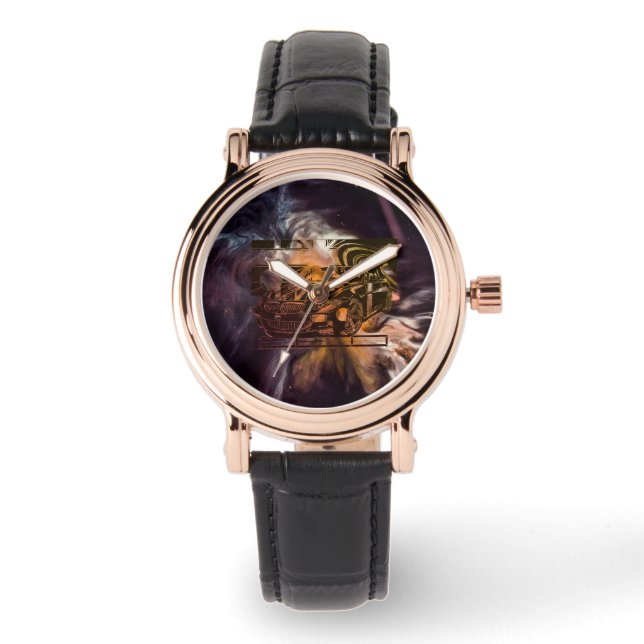 モンタージュインクスケッチ – スポーツカーのセンターピース。 腕時計 (正面)