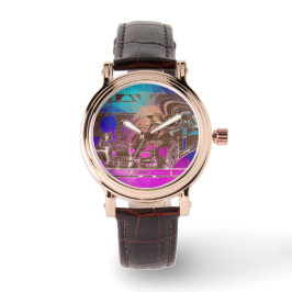 モンタージュインクスケッチ – スポーツカーのセンターピース。 腕時計