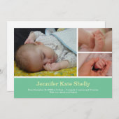 モンタージュ3フォトスイートミントベビー誕生のお知らせ 案内状 (正面/裏面)