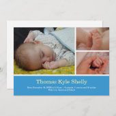 モンタージュ3 photo sweet blueベビー誕生発表 案内状 (正面/裏面)