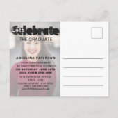 モンダンシンプルバラ卒業写真金ゴールド インビテーションポストカード (裏面)