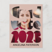 モンダンシンプルバラ卒業写真金ゴールド インビテーションポストカード (正面)