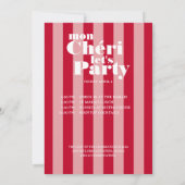 モンチェリーレッツパーティーさくらんぼレッドはっきりしたストライプ 招待状 (裏面)
