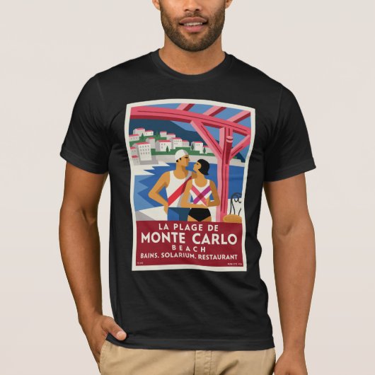 モンテカルロビーチ – アールデコ調のリビエラ旅行 Tシャツ (正面)