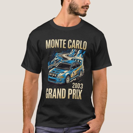 モンテカルロ2003ヴィンテージグランプリレーシングポスター Tシャツ (正面)