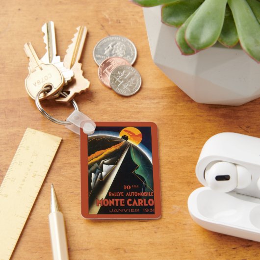 モンテカルロ オート ラリーのヴィンテージ トラベル ポスター キーホルダー (デスク)