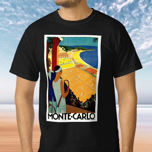 モンテカルロ モナコのヴィンテージ旅行 テニス スポーツ Tシャツ