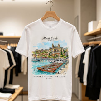 モンテカルロ モナコ 水彩画アート Tシャツ