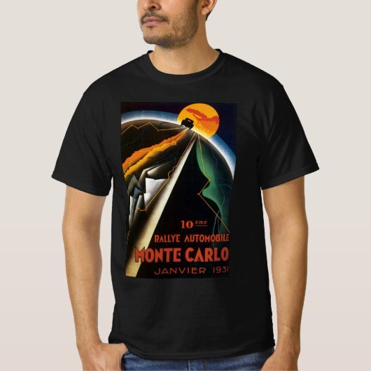 モンテカルロ・ラリーのヴィンテージ旅行ポスター Tシャツ (正面)