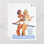 モンテカルロ、水着の女性、ヴィンテージ、旅行 ポストカード (正面/裏面)