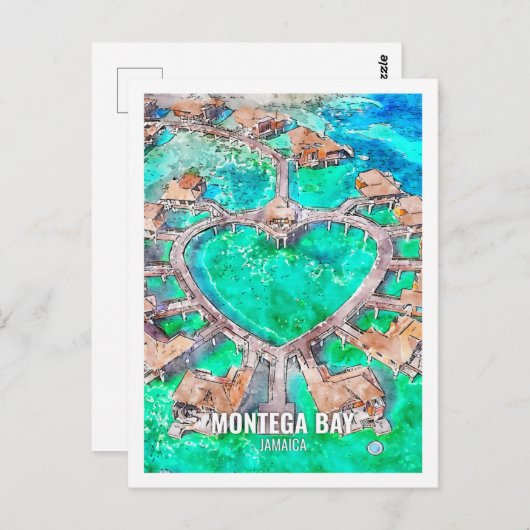 モンテガベイジャマイカ有名な旅行プレイスウォーターカラー ポストカード (正面/裏面)