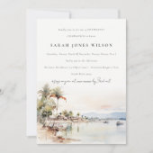 モンテゴベイジャマイカウォーターカラーランドスケープ誕生日 招待状 (正面)