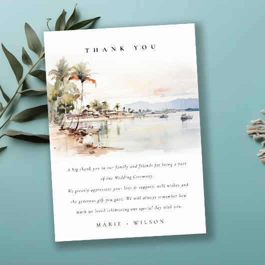 モンテゴベイジャマイカ水彩風景結婚ズ サンキューカード