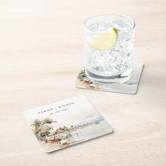 モンテゴベイジャマイカ水彩風景結婚ズ スクエアペーパーコースター (インサイチュ)