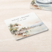 モンテゴベイジャマイカ水彩風景結婚ズ スクエアペーパーコースター (アングル)