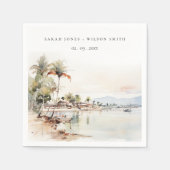 モンテゴベイジャマイカ水彩風景結婚ズ スタンダードカクテルナプキン (正面)