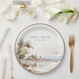 モンテゴベイジャマイカ水彩風景結婚ズ ペーパープレート