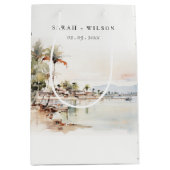 モンテゴベイジャマイカ水彩風景結婚ズ ミディアムペーパーバッグ (正面)