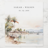 モンテゴベイジャマイカ水彩風景結婚ズ ワインラベル (シングルラベル)