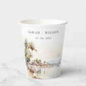 モンテゴベイジャマイカ水彩風景結婚ズ 紙コップ (裏面)