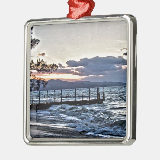 モンテゴ・ベイ、ジャマイカの美しい日没 メタルオーナメント (左)