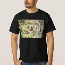 モンテスマのアステカ帝国、アンティーク世界地図、1577年 Tシャツ