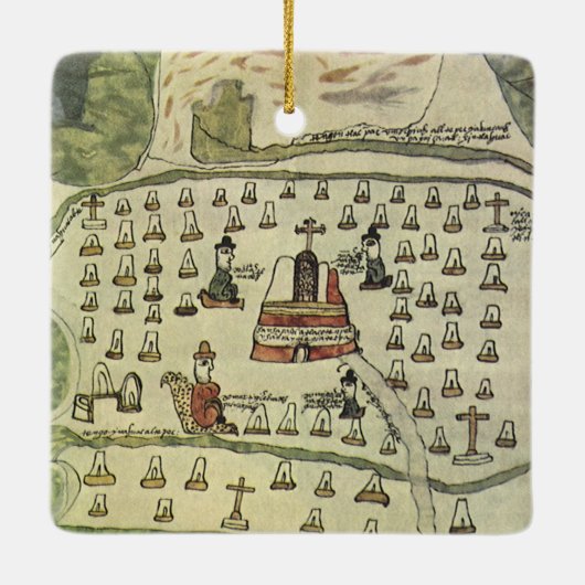 モンテスマアステカの帝国アンティーク世界地図1577 セラミックオーナメント (裏面)