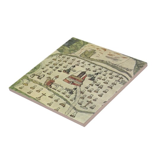 モンテスマアステカの帝国アンティーク世界地図1577 タイル (側面)