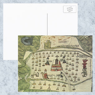 モンテスマアステカの帝国アンティーク世界地図1577 ポストカード