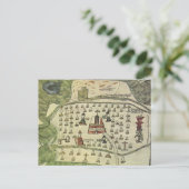 モンテスマアステカの帝国アンティーク世界地図1577 ポストカード (スタンド正面)