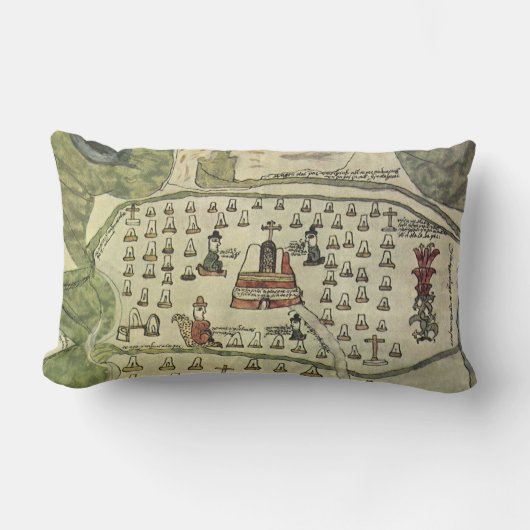 モンテスマアステカの帝国アンティーク世界地図1577 ランバークッション (正面)