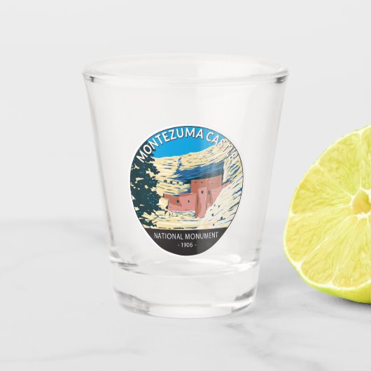 モンテスマキャッスルナショナルモニュメントアリゾナヴィンテージ ショットグラス (正面)