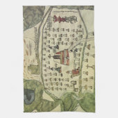 モンテズーマの古代アステカ帝国、1577年の古地図 キッチンタオル (縦)