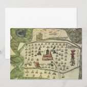 モンテズーマの古代アステカ帝国、1577年の古地図 招待状 (正面/裏面)