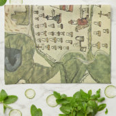 モンテズーマの古代アズテック帝国、1577年の古地図 キッチンタオル (折り畳み)