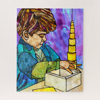 モンテッソーリイエローノーブレスシリンダパズル ジグソーパズル