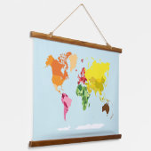モンテッソーリ世界地図 吊り下げ型タペストリー (傾斜あり)