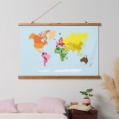 モンテッソーリ世界地図 吊り下げ型タペストリー (寝室)