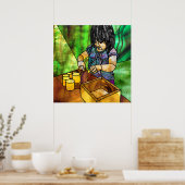 モンテッソーリSensorial:黄色いノーブレスシリンダ ポスター (キッチン)