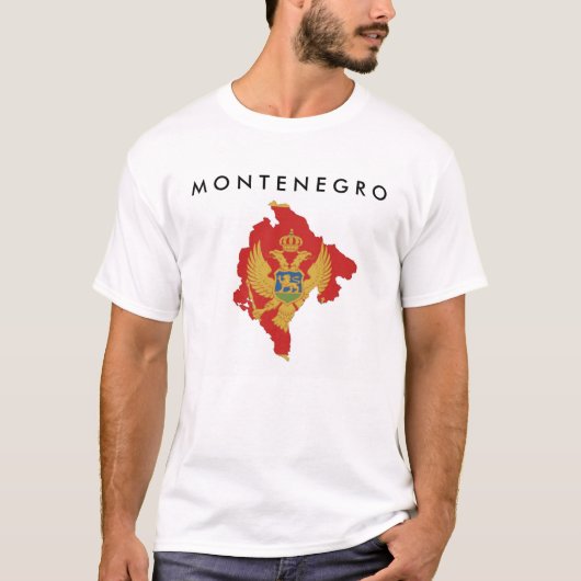 モンテネグロの国旗の地図の形の記号 Tシャツ (正面)