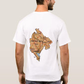 モンテネグロ国旗と地図Tシャツ Tシャツ (裏面)