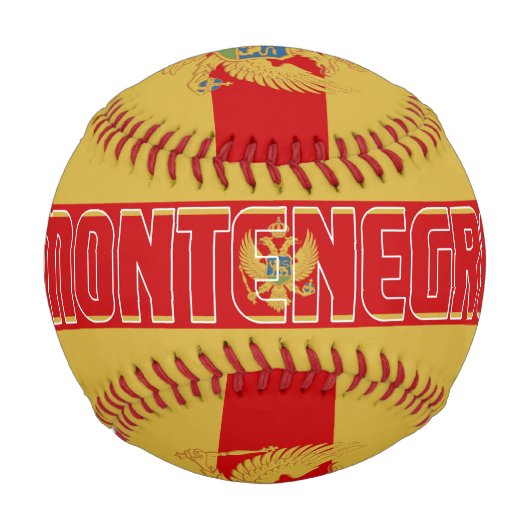 モンテネグロ国旗と紋章愛国的なコート 野球ボール (正面)