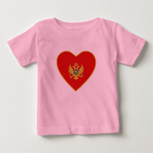 モンテネグロ国旗のハートTシャツ ベビーTシャツ (正面)