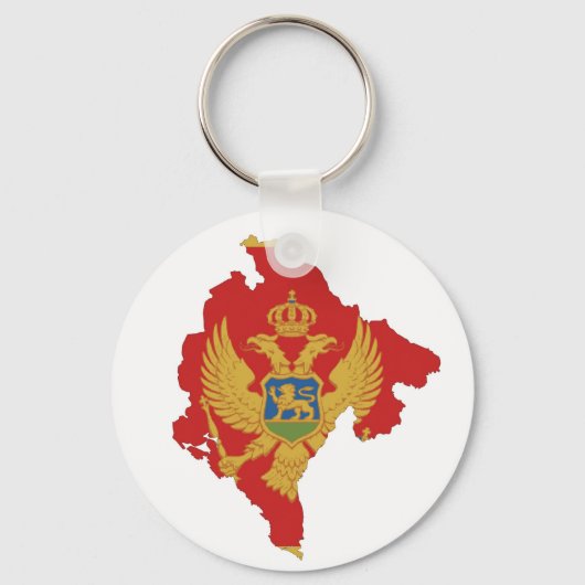 モンテネグロ国旗の地図の形状シンボル キーホルダー (正面)