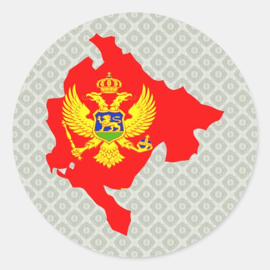 モンテネグロ国旗の地図フルサイズ ラウンドシール (正面)